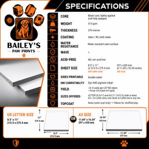 Black Core Cardstock for Inkjet Printers, 300-330gsm Double Sided Proxy Card Stock, No Laminating, quick dry for TCG DIY Tarot, Oracle Deck image 2