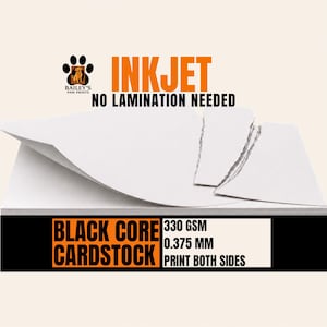 Black Core Cardstock for Inkjet Printers, 300-330gsm Double Sided DIY Proxy Cardstock, Both Sides Printable, No Show Through, TCG
