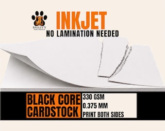 Black Core Cardstock for Inkjet Printers, 300-330gsm Double Sided DIY Proxy Cardstock, Both Sides Printable, No Show Through, TCG