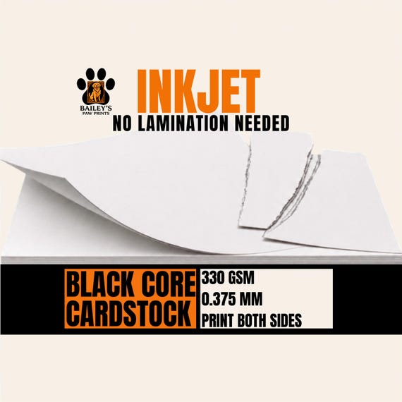Black Core Cardstock for Inkjet Printers, 300-330gsm Double Sided DIY Proxy Cardstock, Both Sides Printable, No Show Through, TCG