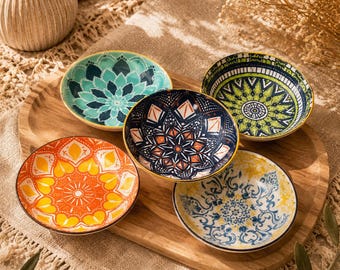 Juego de platos de cerámica HB Boho, platos de ensalada coloridos, plato de aperitivo y postre, fuente decorativa para servir, decoración de cocina mediterránea