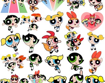 Powerpuff Girls PNG Bundle, Powerpuff Clipart Images, Cartoon PNG Files, Transparent Background, Digital Download, Instant Download