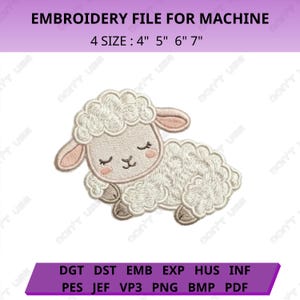 Stickmuster „Schlafendes Schaf“, niedliche Stickdatei für die Kinderzimmer-Maschine, Applikationsmuster „Babyschaf“ (Sofort-Download)