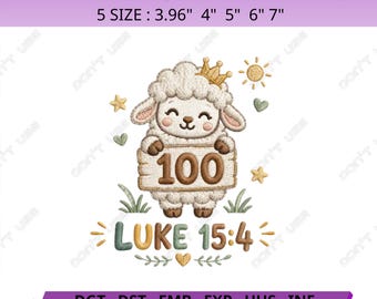 Cute Lamb Embroidery Design, Christian Baby Nursery Decor, Bible Verse Luke 15:4 Art, Sheep Patch, Religious Gift ( Instant Download )