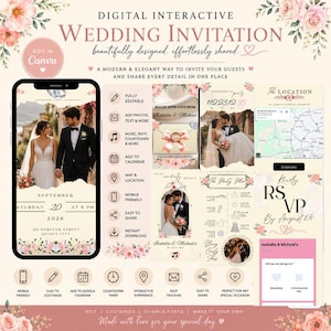 Interactive Wedding Invitation Template | Canva Editable, RSVP, Countdown | Digital Download | Digital Invite | Customizable Invitation