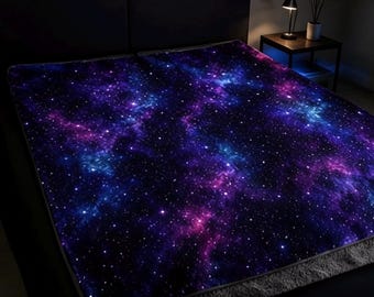 Galaxy Sherpa Decke, Lila Weltraum Decke, Kosmische Stern Decke, Weiche Fleece-Decke, Himmlische Bettwäsche Dekor, Geschenk für Weltraumliebhaber