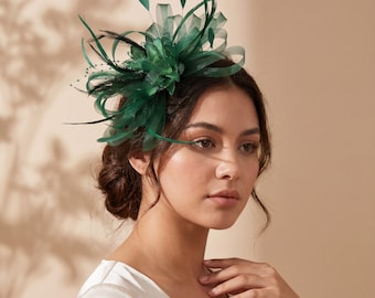 Tocado verde esmeralda para mujer / Sombrero para el Derby de Kentucky / Tocado para invitada de boda / Sombrero para fiesta de té / Look para el día de las carreras