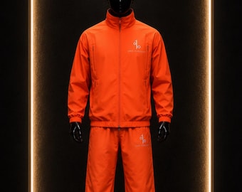 Mens Orange Tracksuit Nylon Taslan, gift for him, unisex wear gift for her