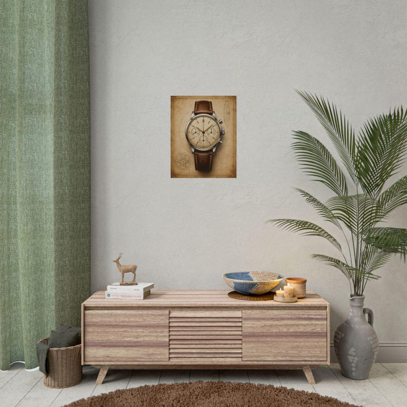 Póster de reloj cronógrafo vintage, arte mural de reloj mecánico, lámina de relojería, decoración para coleccionistas imagen 6