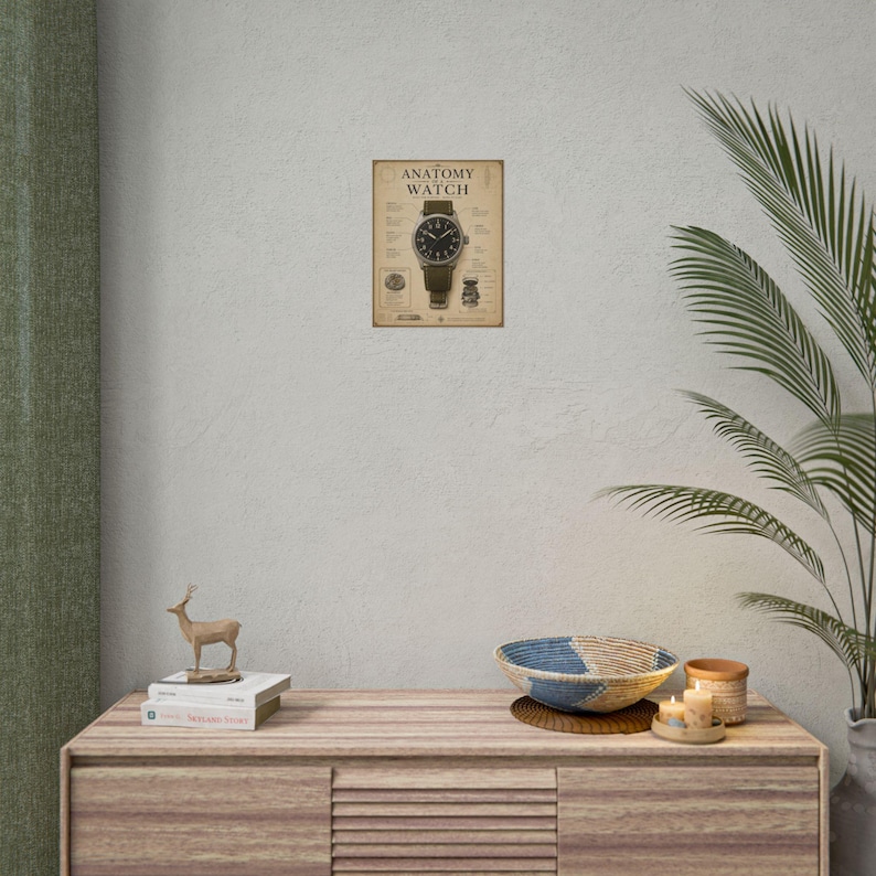 Anatomy of a Watch Poster, Vintage Horology Diagram Wall Art, Mechanical Timepiece Print image 5