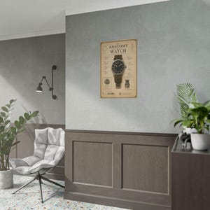 Anatomy of a Watch Poster, Vintage Horology Diagram Wall Art, Mechanical Timepiece Print image 2