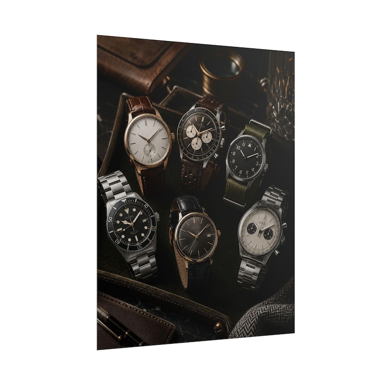 Vintage Wristwatch Collection Rolled Poster | Horology Wall Art image 3