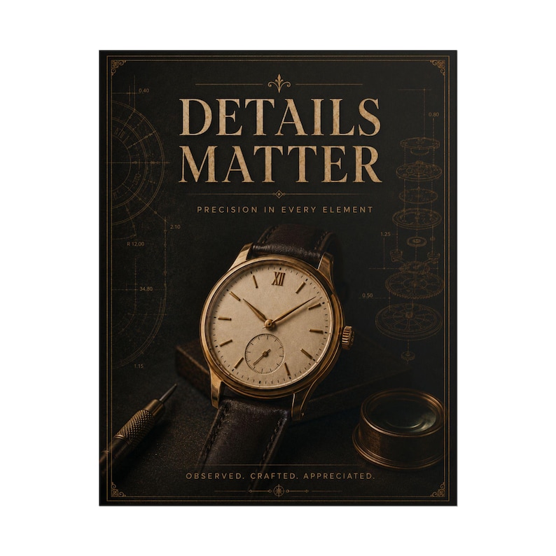 Details Matter Watch Poster, Vintage Horology Wall Art, Watch Collector Gift image 1