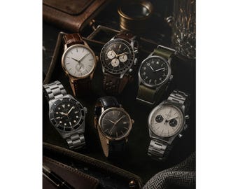Póster enrollado de colección de relojes de pulsera vintage / Arte mural de relojería