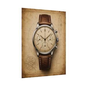 Póster de reloj cronógrafo vintage, arte mural de reloj mecánico, lámina de relojería, decoración para coleccionistas imagen 3