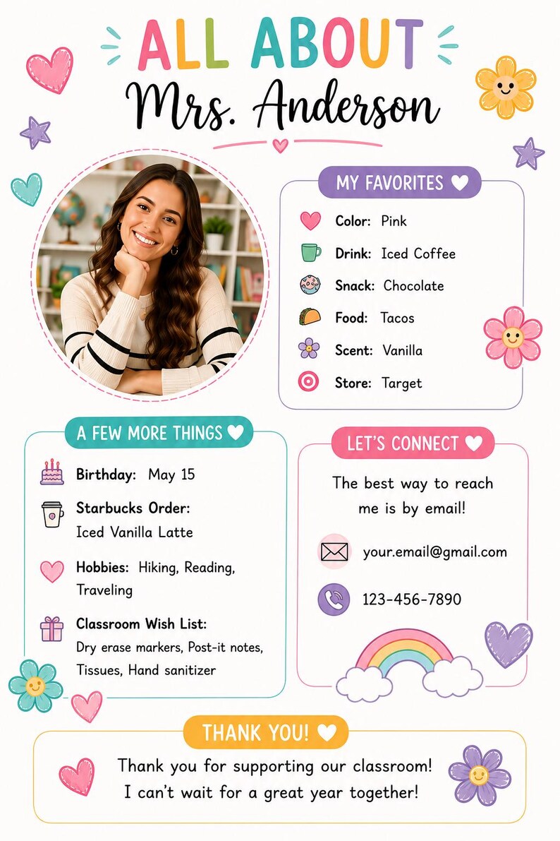 Editable Meet the Teacher Template for Teachers Canva Template - Etsy