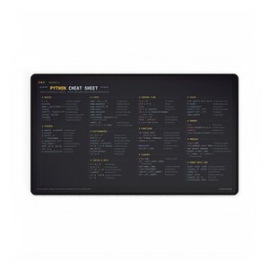 Python Cheat Sheet Desk Mat, Programmer Mouse Pad, Coding Desk Pad, Python Developer Gift, Computer Science Student Gift, Large 24x14 image 2
