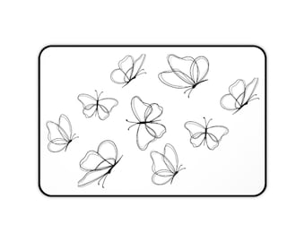 Sketch Butterfly Desk Mat | Minimal Monochrome Butterfly Mousepad
