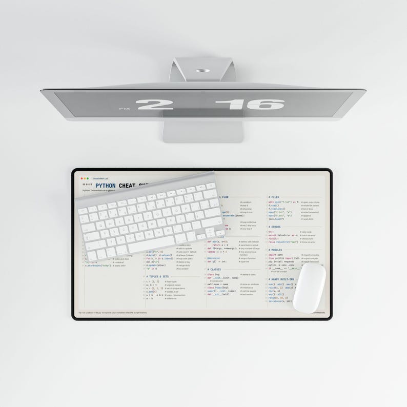 Python Cheat Sheet Desk Mat, Programmer Mouse Pad, Coding Desk Pad, Python Developer Gift, Computer Science Student Gift, Large 24x14 image 4