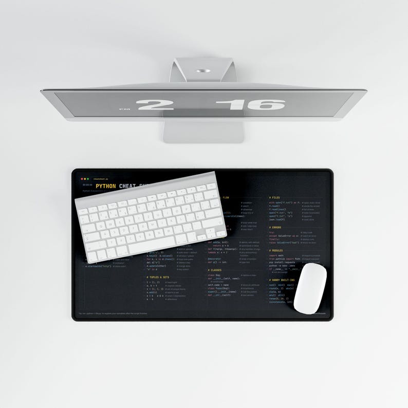 Python Cheat Sheet Desk Mat, Programmer Mouse Pad, Coding Desk Pad, Python Developer Gift, Computer Science Student Gift, Large 24x14 image 6