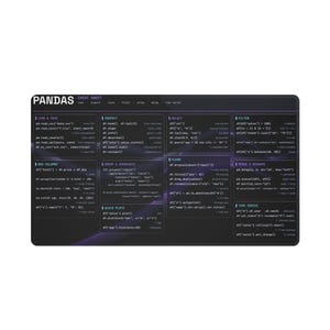 Python Pandas Cheat Sheet Desk Mat, Data Science Reference Desk Pad, Data Analyst Gift, Python Programmer Gift, Large Mouse Pad