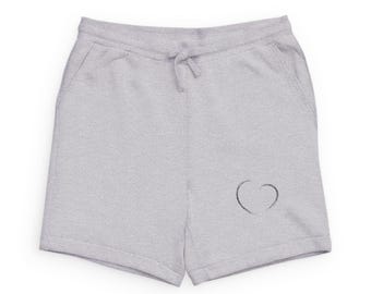 Minimal Heart Outline Sweatshort | Grey Fleece Shorts