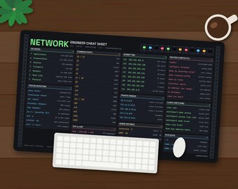 Network Engineer Cheat Sheet Desk Mat, Subnetting OSI Ports Desk Pad, IT Network Admin Gift, Sysadmin Large Mouse Pad