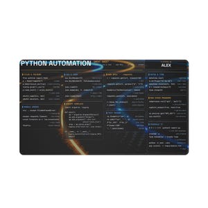 Personalized Python Desk Mat, Custom Name Python Automation Cheat Sheet Mouse Pad, Programmer Gift, Data Engineer Christmas Gift
