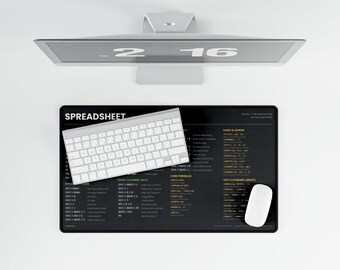 Spreadsheet Formulas & Shortcuts Desk Mat | Large Cheat Sheet Mouse Pad (24x14)