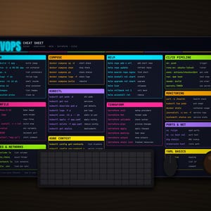 Tapis de souris DevOps avec aide-mémoire, commandes Docker et Kubernetes, cadeau pour développeurs (grand tapis de souris)