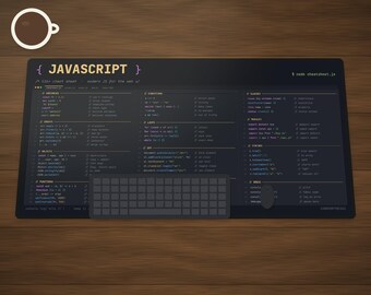 JavaScript Cheat Sheet Desk Mat, ES6 Coding Large Desk Pad, Web Developer Gift, Programmer Code Editor Mouse Pad