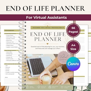 End of Life Planner for Virtual Assistants | Business Continuity Planner | VA Emergency Binder | Digital Download