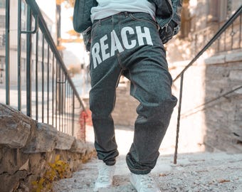 Slim-fit jeans met REACH-print – denim broek met structuur
