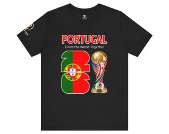 Portugal 2026, WM Pokal Tee | Portugal-Flaggen-Fußball-Trikot - [IMG 091 [WM 2026 - PORTUGAL 002] Schwarz