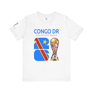 Congo DR 2026, Flag, Logo, World Cup Trophy, T-Shirt | Congo Democratic Republic Soccer Tee