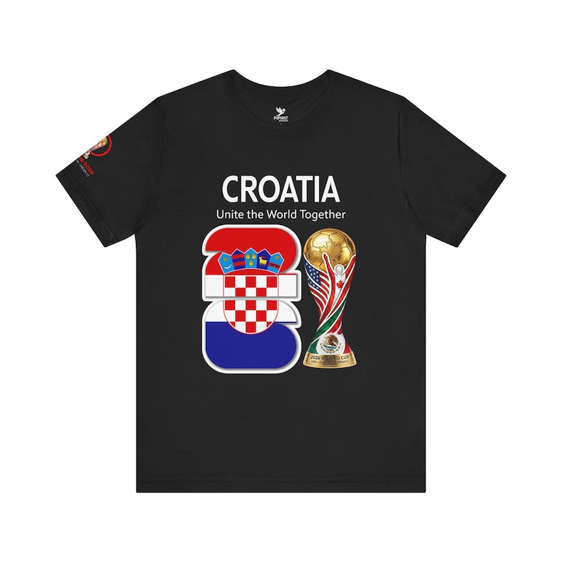 Camiseta de Croacia 2026 con el escudo y el trofeo de la Copa del Mundo / Camiseta para aficionados al fútbol croata imagen 1