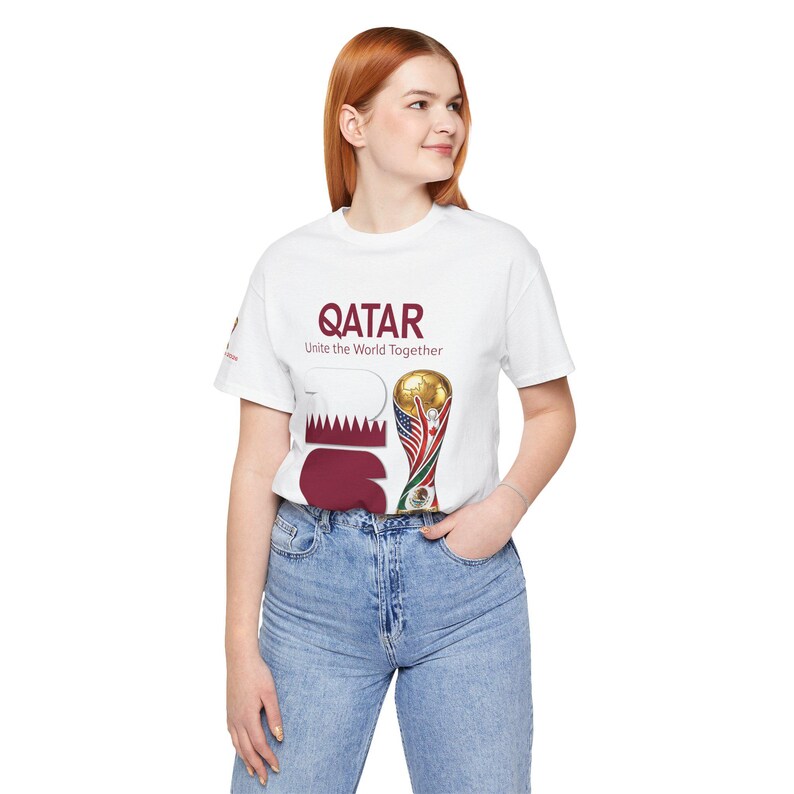 Qatar 2026, World Cup Trophy Tee | Qatar flag football shirt - [IMG 092 [World Cup 2026 - QATAR 001] White image 16