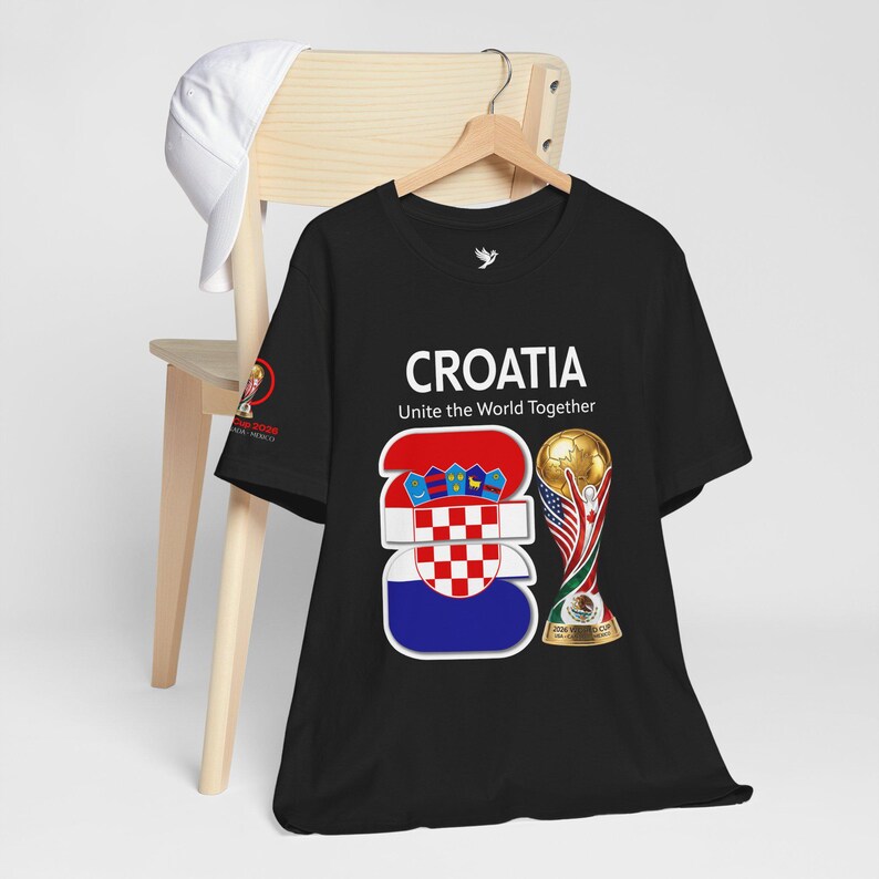 Camiseta de Croacia 2026 con el escudo y el trofeo de la Copa del Mundo / Camiseta para aficionados al fútbol croata imagen 5