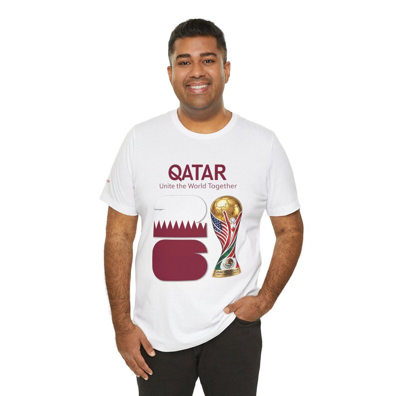 Qatar 2026, World Cup Trophy Tee | Qatar flag football shirt - [IMG 092 [World Cup 2026 - QATAR 001] White image 15
