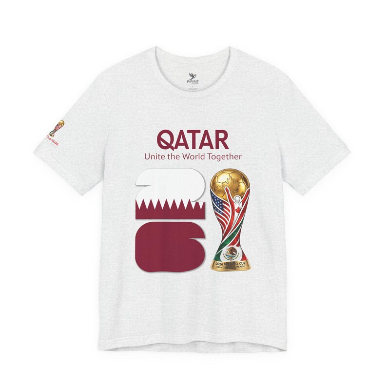 Qatar 2026, World Cup Trophy Tee | Qatar flag football shirt - [IMG 092 [World Cup 2026 - QATAR 001] White image 2