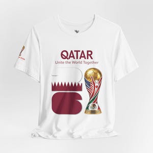Qatar 2026, World Cup Trophy Tee | Qatar flag football shirt - [IMG 092 [World Cup 2026 - QATAR 001] White image 7