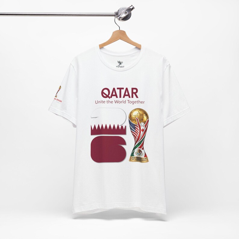 Qatar 2026, World Cup Trophy Tee | Qatar flag football shirt - [IMG 092 [World Cup 2026 - QATAR 001] White image 8
