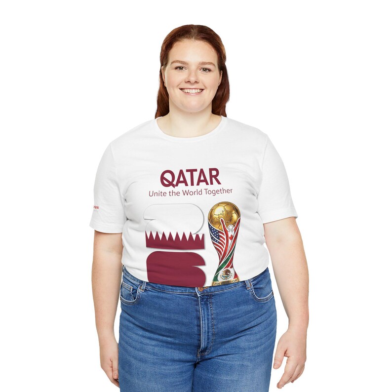 Qatar 2026, World Cup Trophy Tee | Qatar flag football shirt - [IMG 092 [World Cup 2026 - QATAR 001] White image 14