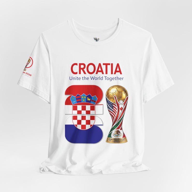 Croatia 2026, Flag Crest World Cup Shirt | Soccer Tee image 3
