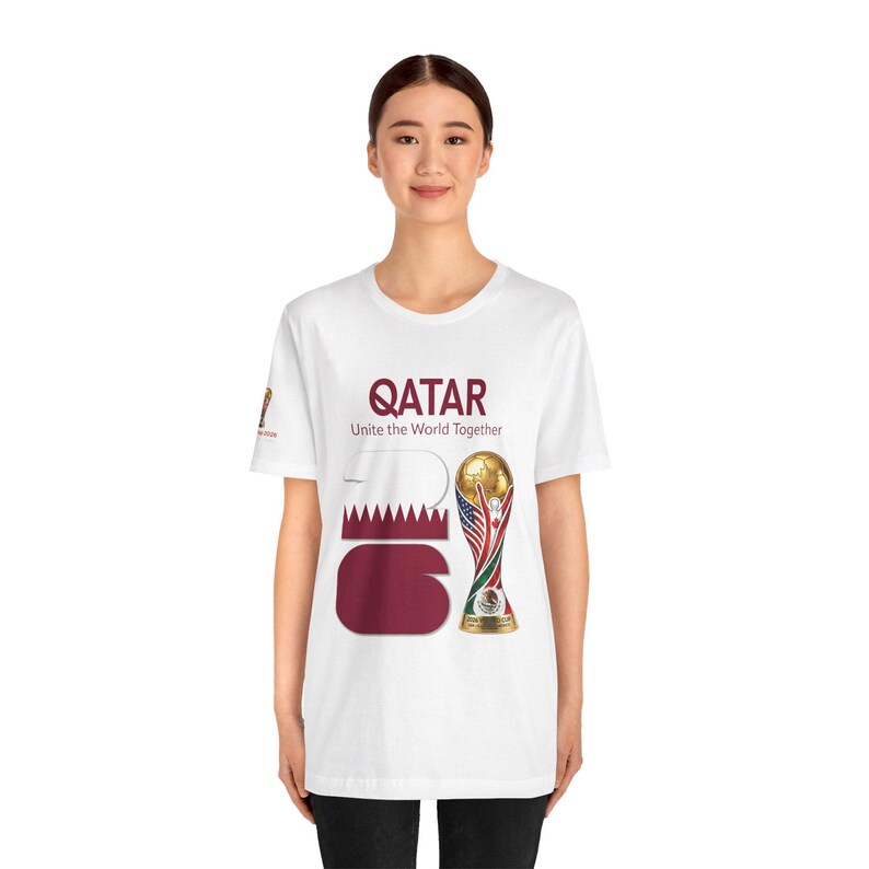 Qatar 2026, World Cup Trophy Tee | Qatar flag football shirt - [IMG 092 [World Cup 2026 - QATAR 001] White image 11