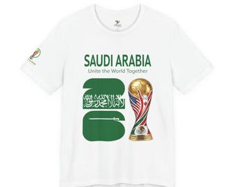 Saudi-Arabien 2026, WM 2026 Pokal T-Shirt | Fußball Fan T-Shirt - [IMG 094 [World Cup 2026 - QATAR 001] Weiß