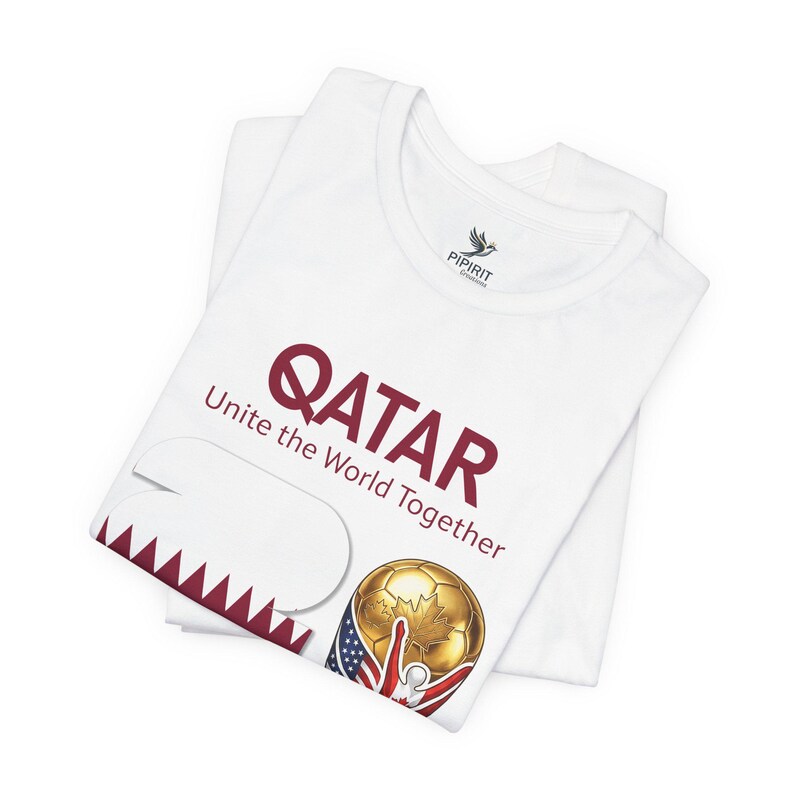 Qatar 2026, World Cup Trophy Tee | Qatar flag football shirt - [IMG 092 [World Cup 2026 - QATAR 001] White image 5