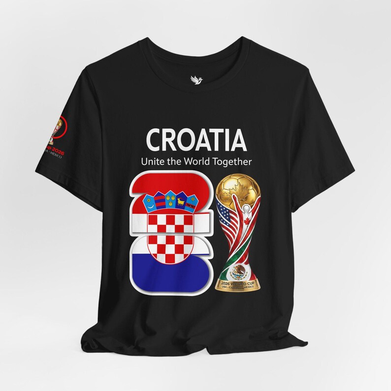 Camiseta de Croacia 2026 con el escudo y el trofeo de la Copa del Mundo / Camiseta para aficionados al fútbol croata imagen 3