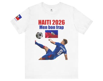 Haiti 2026, Männer bon frap Fußball Spieler Tee | Haitianisches Flaggen-Fußball-T-Shirt