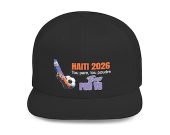 Haiti 2026 Soccer Logo Flat Bill Snapback - [IMG 013] [Hat] [World Cup 2026 - HAITI 005] Black